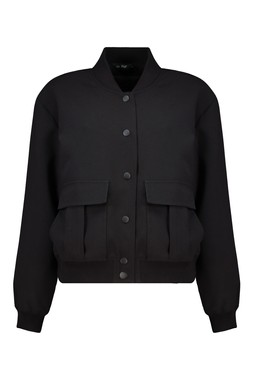 Black Cropped Formal Popper Jacket