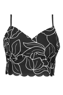 Mono Flower Embroidered Co Ord Cami