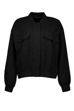 Black Linen Co Ord Bomber