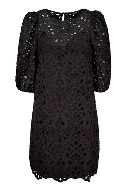 Black Oversized Broderie Mini Dress