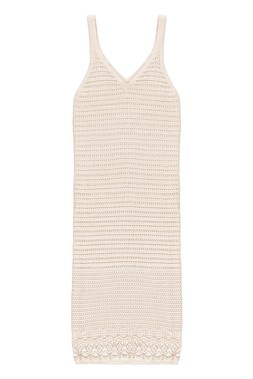 Neutral Pointelle Knit Strappy Dress