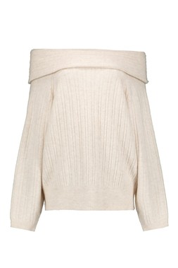 Cream Bardot Rib Jumper