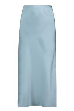 Blue Satin Side Split Skirt