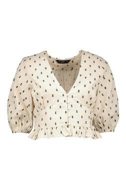 Neutral Dobby Embroidered Top