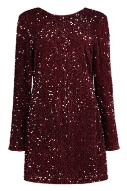 Burgandy Velvet Sequin Back Bow Dress