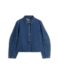 Blue Midwash Barrel Sleeve Denim Shirt