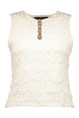 Cream Bubble Textured Button Co Ord Top
