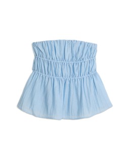 Blue Shirred Elastic Top