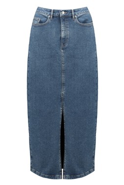 Navy Indigo Denim Maxi Skirt