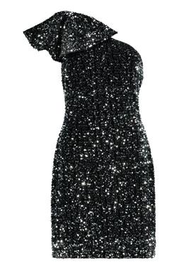 Black Sequin One Shoulder Dress
