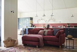 Joules Hallaton four-seater chaise in clay red, available exclusively at DFS