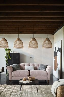 DFS Vegan Cedar three-seater sofa in Blush