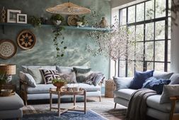 French Connection Hoxton Three-Seater Sofa in Ocean Plain Hoxton fabric, exclusively at DFS