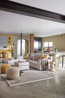 Spinn left hand facing chaise sofa in Latte