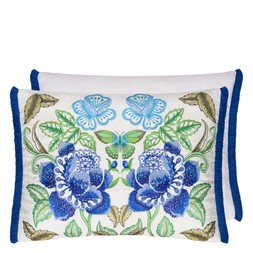 ISABELLA EMBROIDERED COBALT LINEN CUSHION CCDG1501