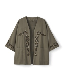 Oversized Embroidered Kimono Ivy Green £75- Available from 7th May