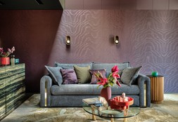 Savoy 3 Seater in Soft Boucle Midnight All Over with Gold Trim, £1599.