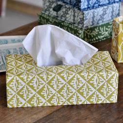 An Oblong Tissue Box Cover in Oak Leaves Sap Green