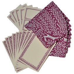 Set of Notecards and Envelopes Dancing Hare Violet