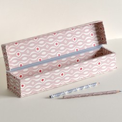 Pen Box Persephone Pale Pink and Raspberry