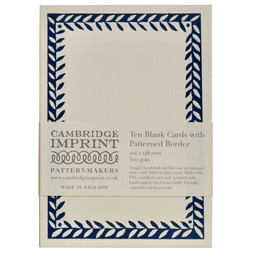 Ten Postcards with Patterned Border in Prussian Blue
