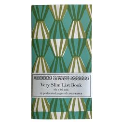 Very Slim List Book Threadwork Sap Green and Turquoise