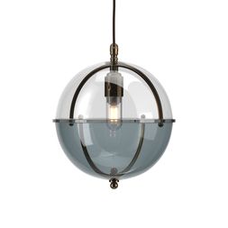 Clear glass top and Smoked glass bottom Grafton Globe bathroom pendant light