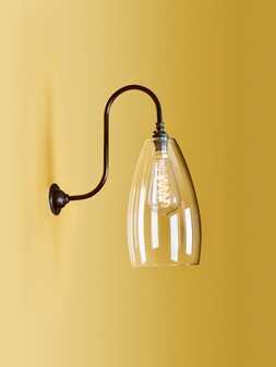 CLEAR GLASS UPTON SWAN NECK WALL LIGHT