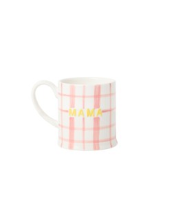 Pink & Yellow Check Ceramic Mama Mug