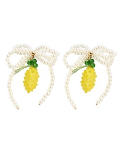 Lorena Lemon Beaded Bow Stud Earrings
