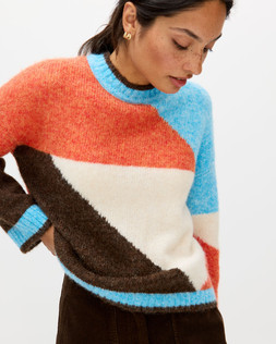Brown & Orange Geometric Crew Neck Knitted Jumper £65