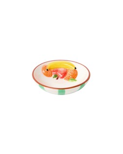 Green & White Stripe Fruit Bowl Ring Dish