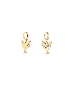 Gold Tone Chicken Charm Drop Huggie Earrings £16.50