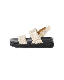 Oliver Bonas Gold Chunky Weave Flatform Sandal £85