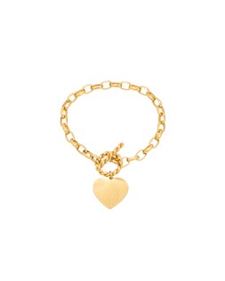Oliver Bonas Louisa Etched Heart Charm Stainless Steel Chain Bracelet £29.50