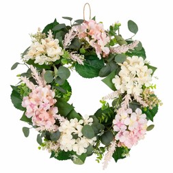 B&M HOME SS26 // COUNTRY RUSTIC // HYDRANGEA AND EUCALYPTUS WREATH // £12 //
