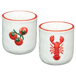 B&M HOME SS26 // ISLE LIFE - LIMITED TIME ONLY // CERAMIC CANDLE - TOMATO & LOBSTER // £4 EACH //