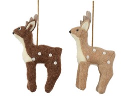 Felt wool deer decorations 2ass