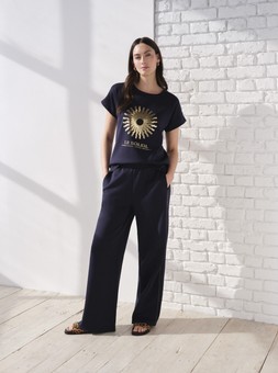 Gold Printed Top £18 & Trim Detail Wide Leg Trousers £22