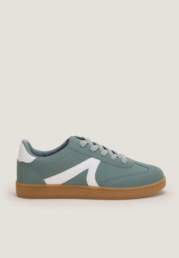 Green & White Stripe Retro Trainers