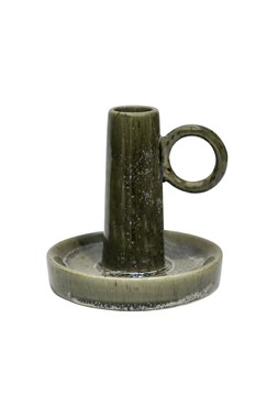 Bowen Dinner Candle Holder With Handle Moss &pound;14.99