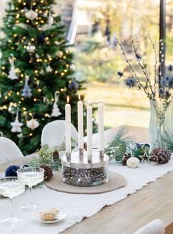 Christmas at Ivyline 2025 - METAL CANDLE HOLDER WITH GLASS BOWL SILVER H9CM D20CM