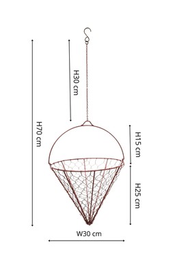 OUTDOOR HANGING WIRED NETTED CONE H40CM D30CM
