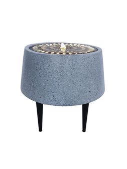 SOLIS WATER FEATURE ON BLACK LEGS WITH LIGHT DISPLAY IN TERRAZZO AND BRASS