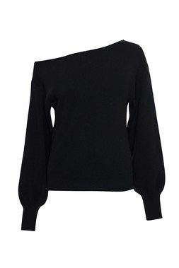 Black Soft Slash Neck Jumper