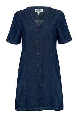 Indigo Denim Button Up Mini Dress