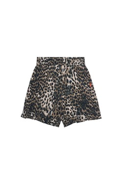 Khaki Cheetah Frill Hem Shorts