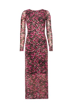 Neutral Paradise Cheetah Mesh Midi Dress