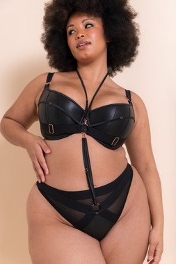 HARNESSED HALF CUP PADDED BRA £42 €62 AU98.95 CA89 & DEEP THONG £19 €29 AU38.95 CA35