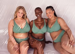 Zen, Bralette, Sage Green, £24.00, US$54.00, CA$59.00, €36.00, A$59.95, & Zen, Brazilian Brief, Sage Green, £15.00, US$26.00, CA$28.00, €23.00, A$30.95